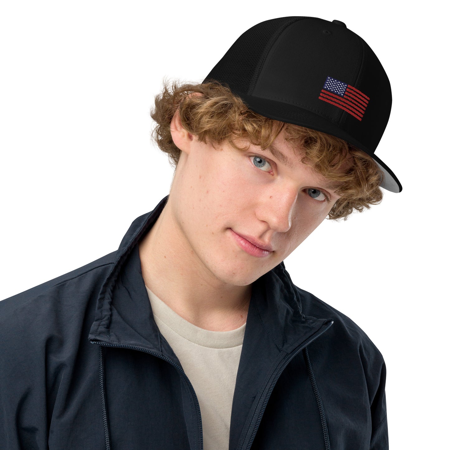 Americian Flag Closed-back trucker cap