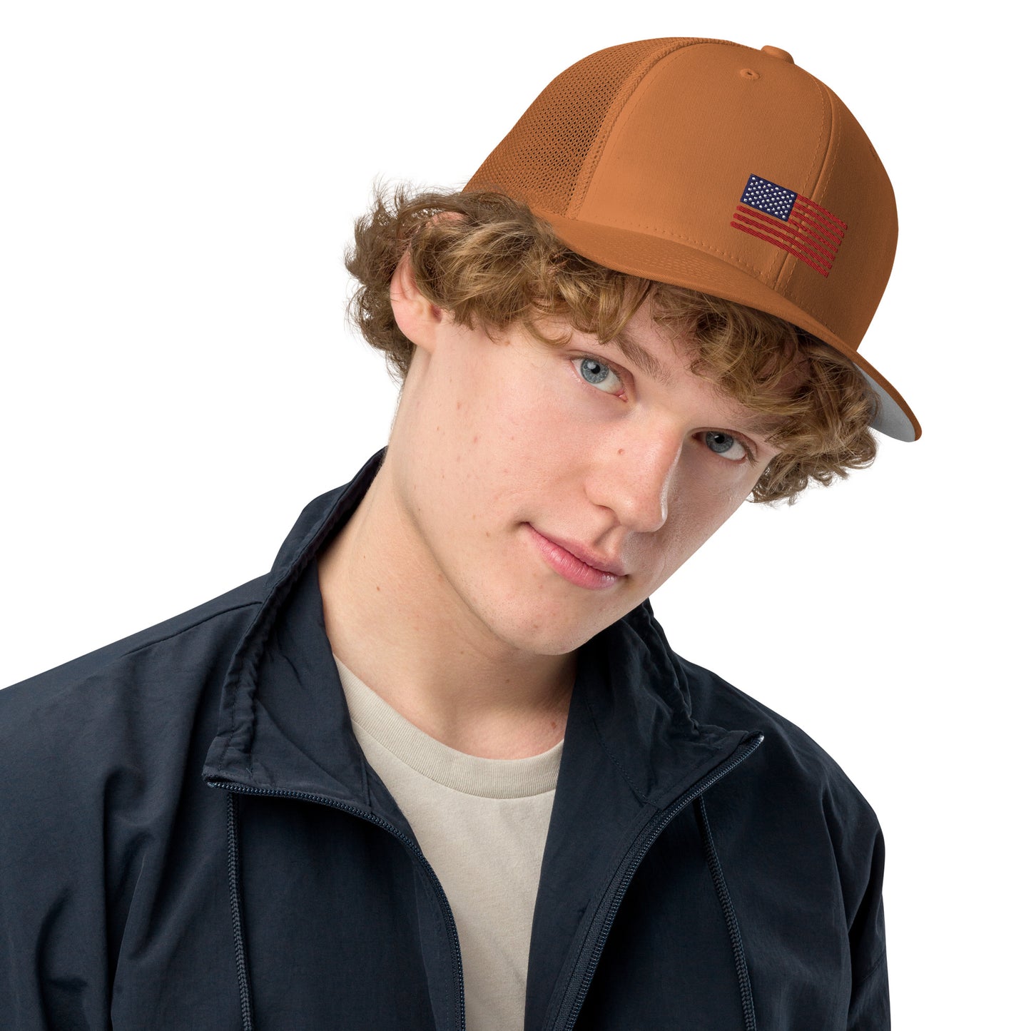 Americian Flag Closed-back trucker cap