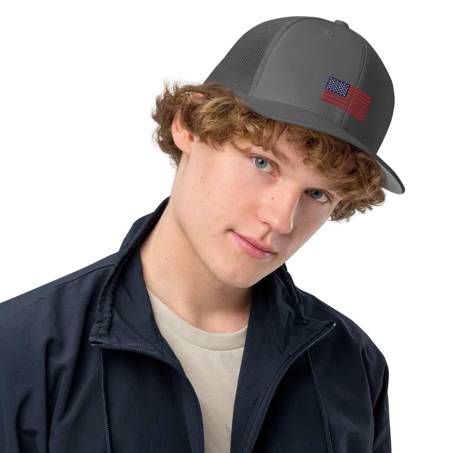 Americian Flag Closed-back trucker cap
