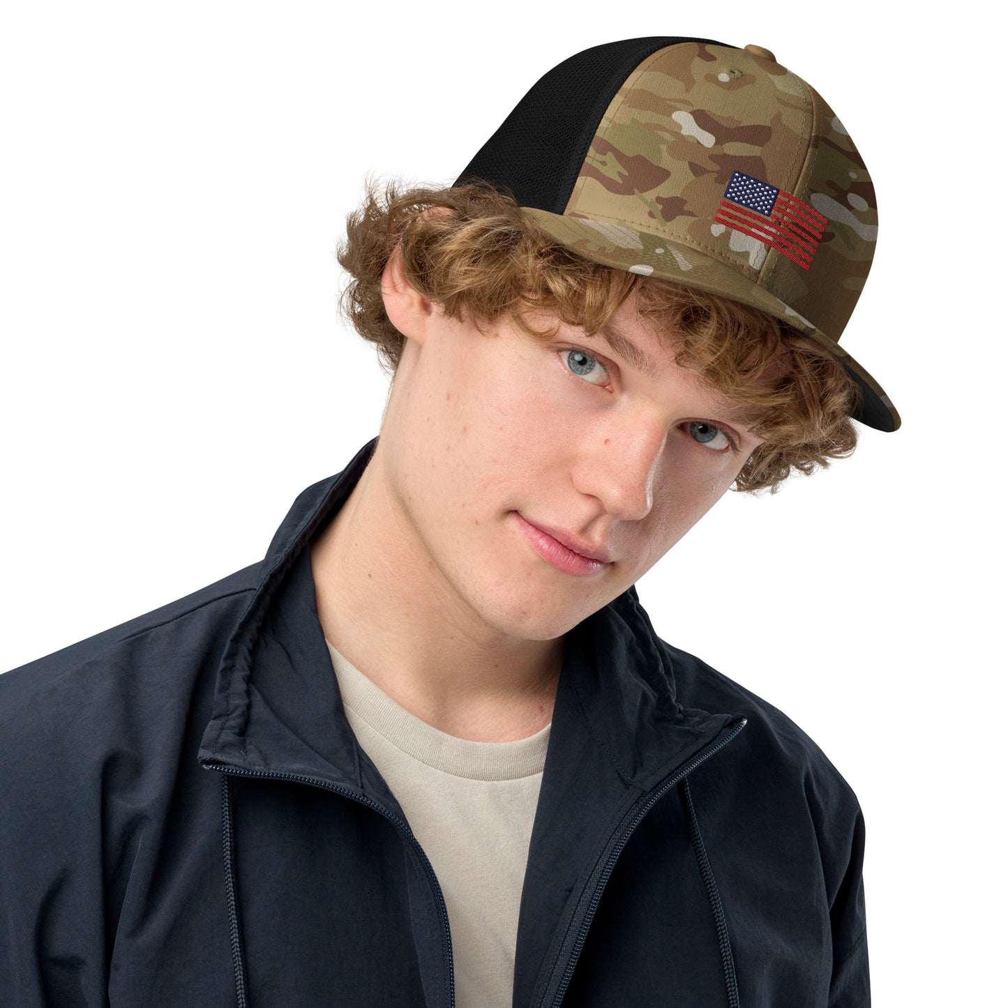 Americian Flag Closed-back trucker cap