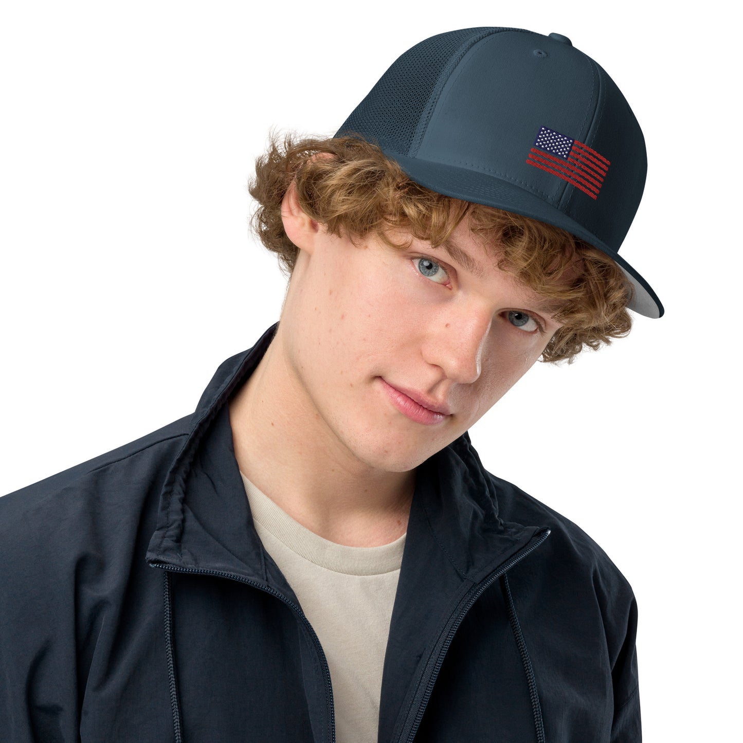 Americian Flag Closed-back trucker cap