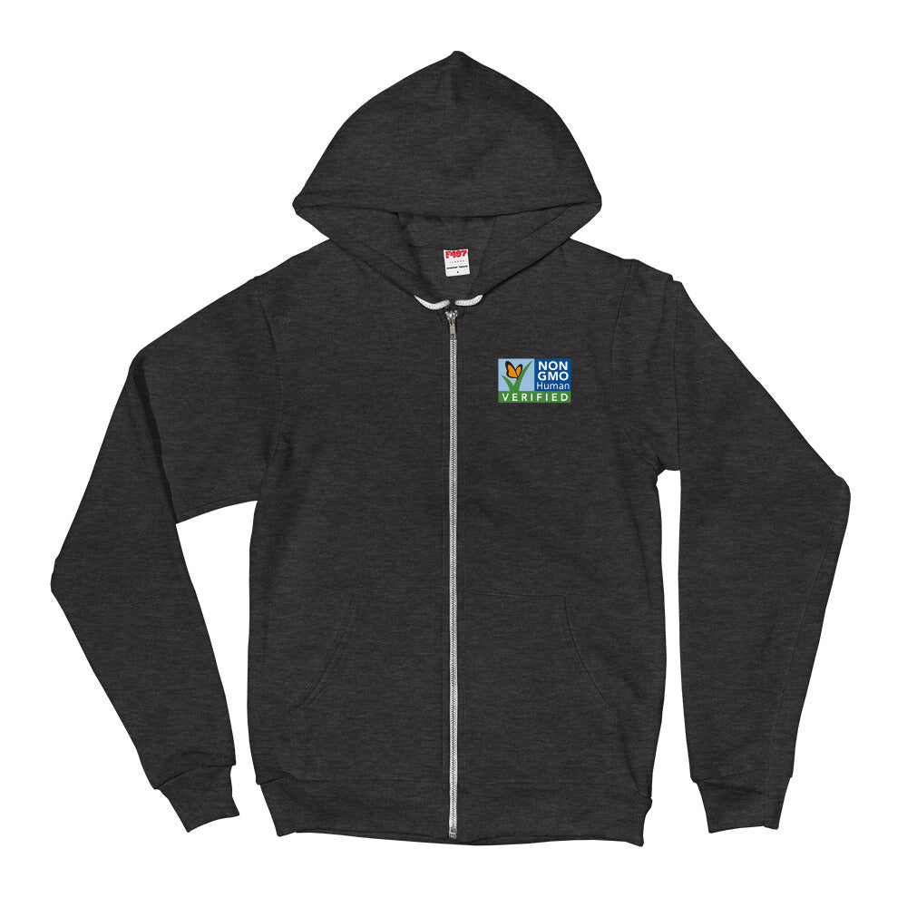 Non Gmo Verified Zip Up Hoodie sweater