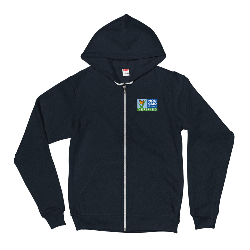 Non Gmo Verified Zip Up Hoodie sweater